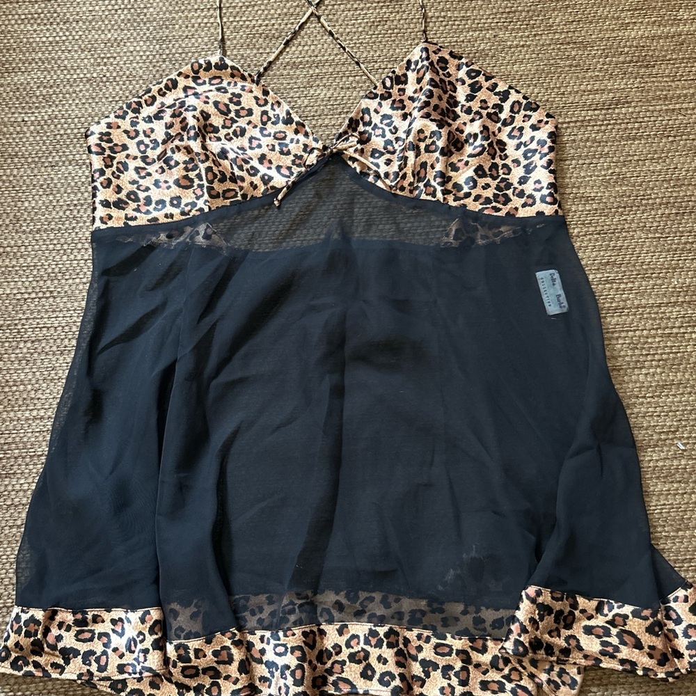 Leopard Print Black Mesh Chemise